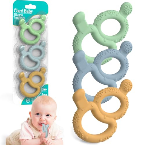 3 Pack Silicone Baby Teething Rings Teether Toys