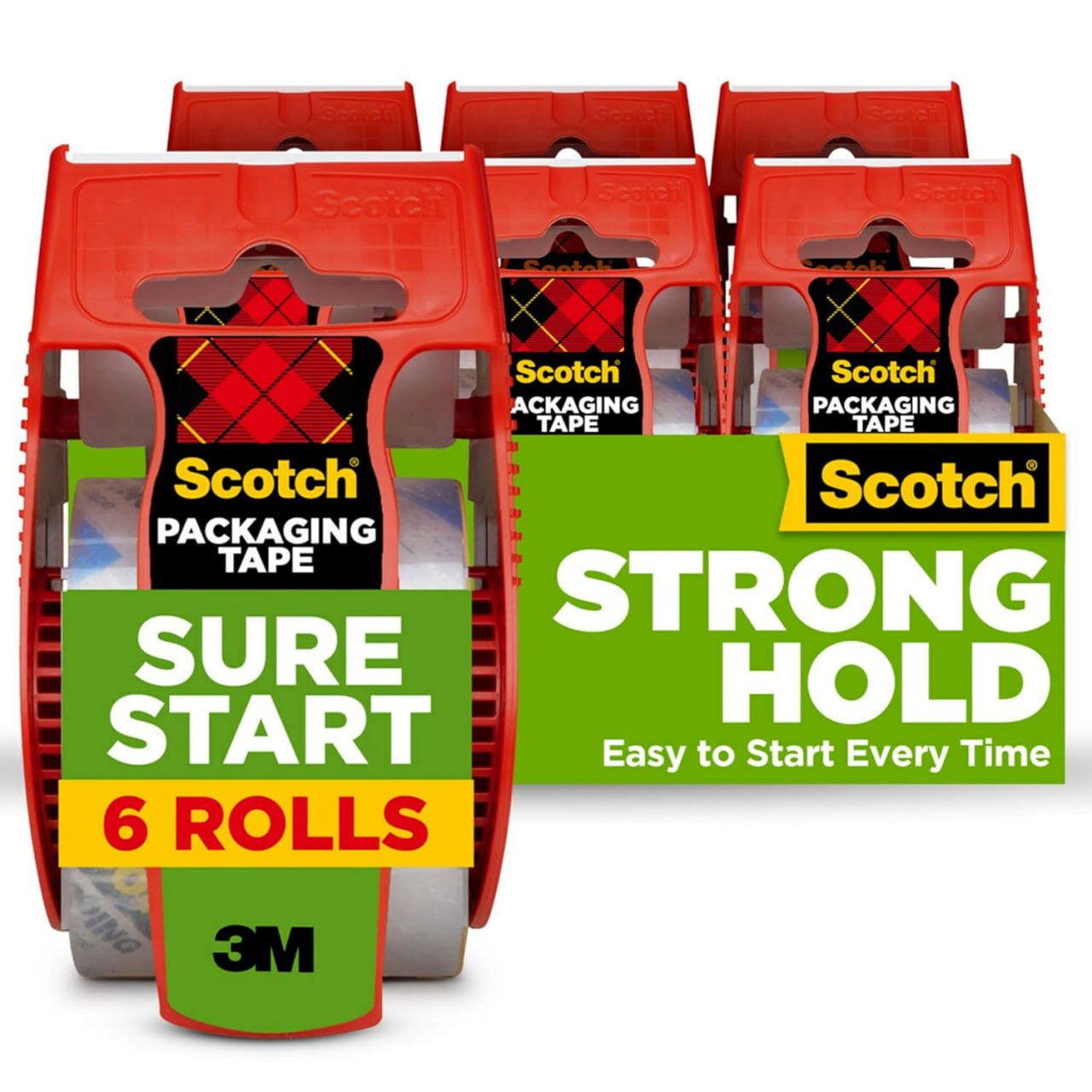 6 Pack Quiet Easy-Start Packing Tape Rolls