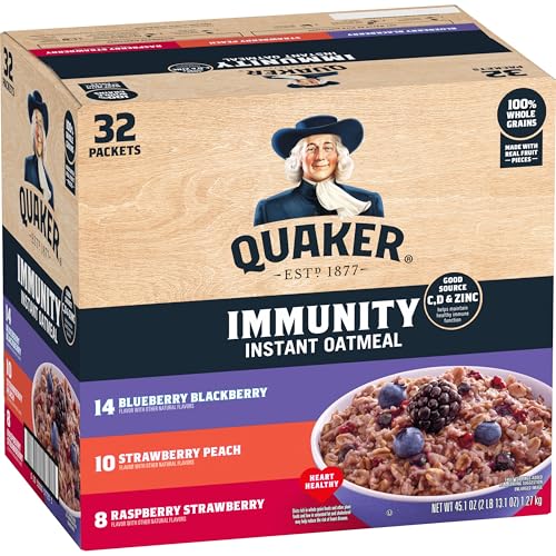 32 Pack Quaker Immunity Instant Oatmeal Variety Pack