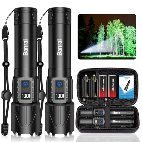 2 Pack Rechargeable High Lumens Tactical Flashlights