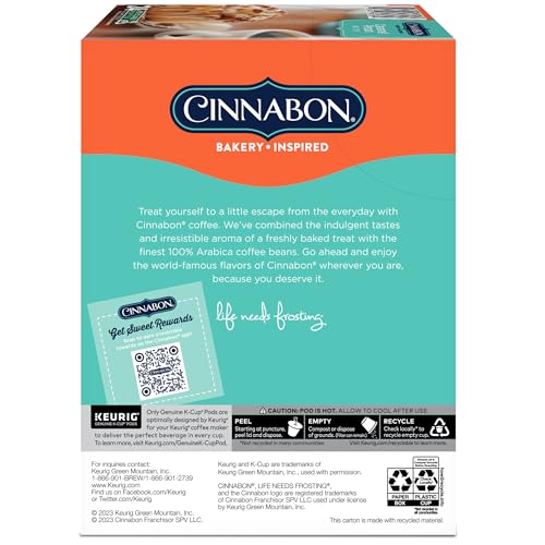 Cinnabon Caramel Pecan Coffee, Keurig Single Serve K-Cup Pods, 96 Count (4 Packs of 24)