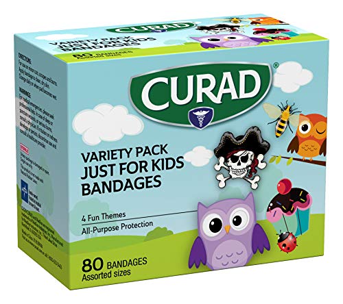 80 Count Curad Kids Bandages, Fun Themes, All-Purpose
