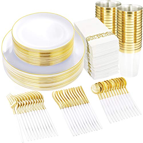 350 Piece Plastic Dinnerware Set for 50 Guests