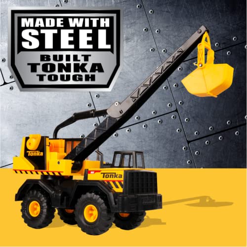 Tonka Steel Classics, Mighty Crane - Made With Steel and Sturdy Plastic, Big Construction Truck, Boys and Girls Ages 3+, Toddlers, Birthday Gift, Christmas, Holiday
