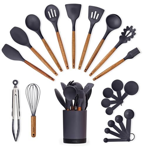Silicone Kitchen Utensil Set with Holder and Spatulas