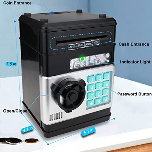 Yoego Piggy Bank for Kids,Electronic Password Piggy Bank Kids Safe Bank Mini ATM Piggy Bank Toy for 3-14 Year Old Boys and Girls