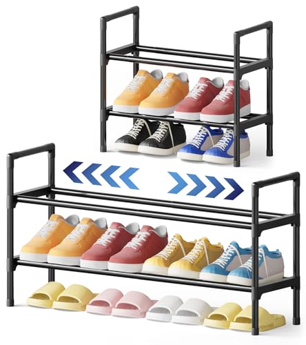 Expandable 2-Tier Metal Shoe Rack Organizer