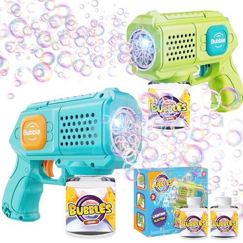 2 Pack Automatic Light-Up Bubble Guns for Kids