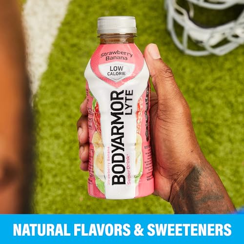 BODYARMOR LYTE Sports Drink Low-Calorie Sports Beverage, Strawberry Banana, Coconut Water Hydration, Natural Flavors With Vitamins, Potassium-Packed Electrolytes, Perfect For Athletes, 16 Fl Oz (Pack of 12)