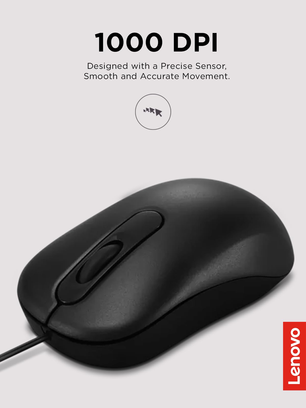 Lenovo Wired USB Mouse for PC and Laptop