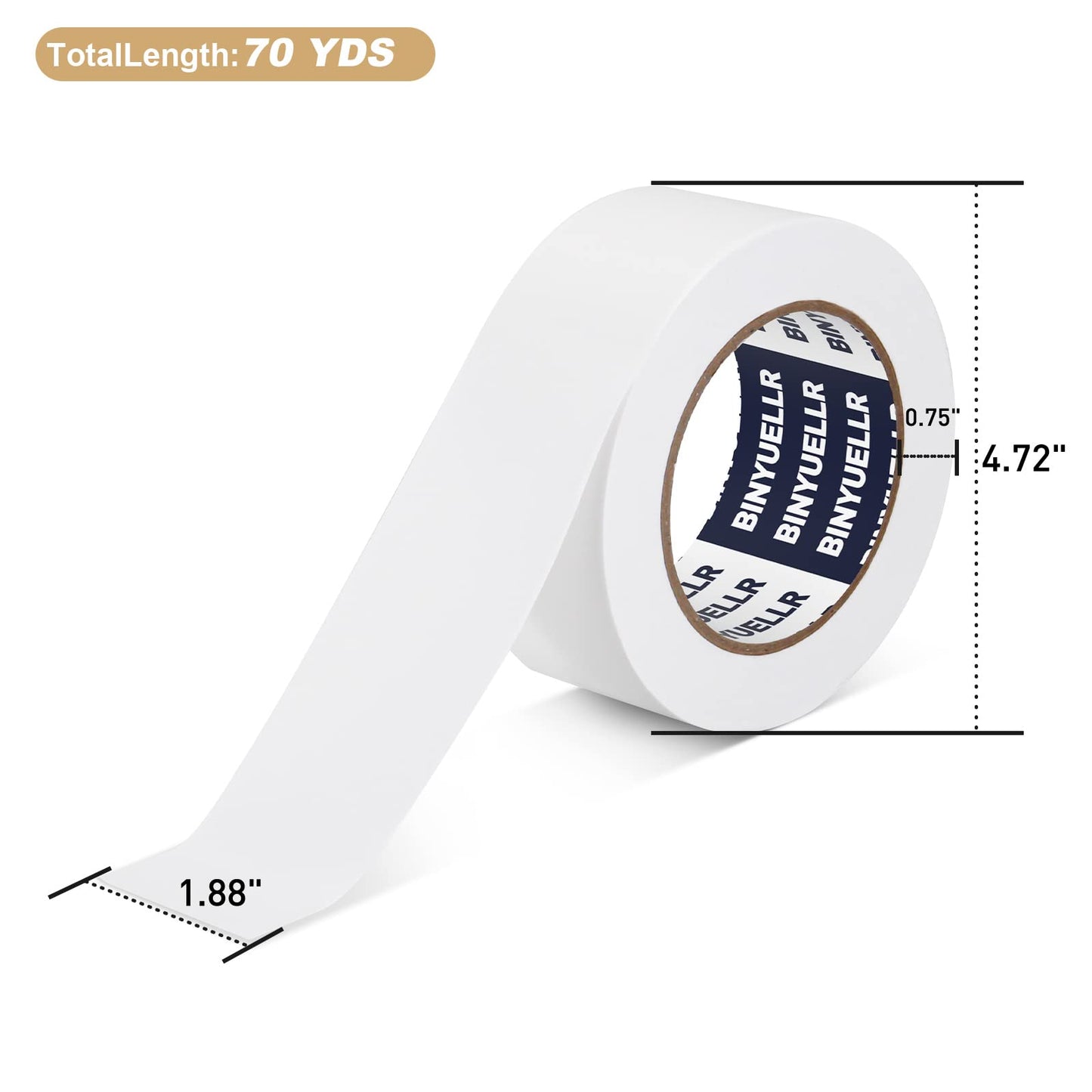 Binyuellr 2 Pack White Duct Tape Heavy Duty - 1.88 in x 35 Yard, Waterproof, Strong, Flexible, No Residue and Tear by Hand - Use for Indoor & Outdoor, Repairs, Industrial, Professional Use