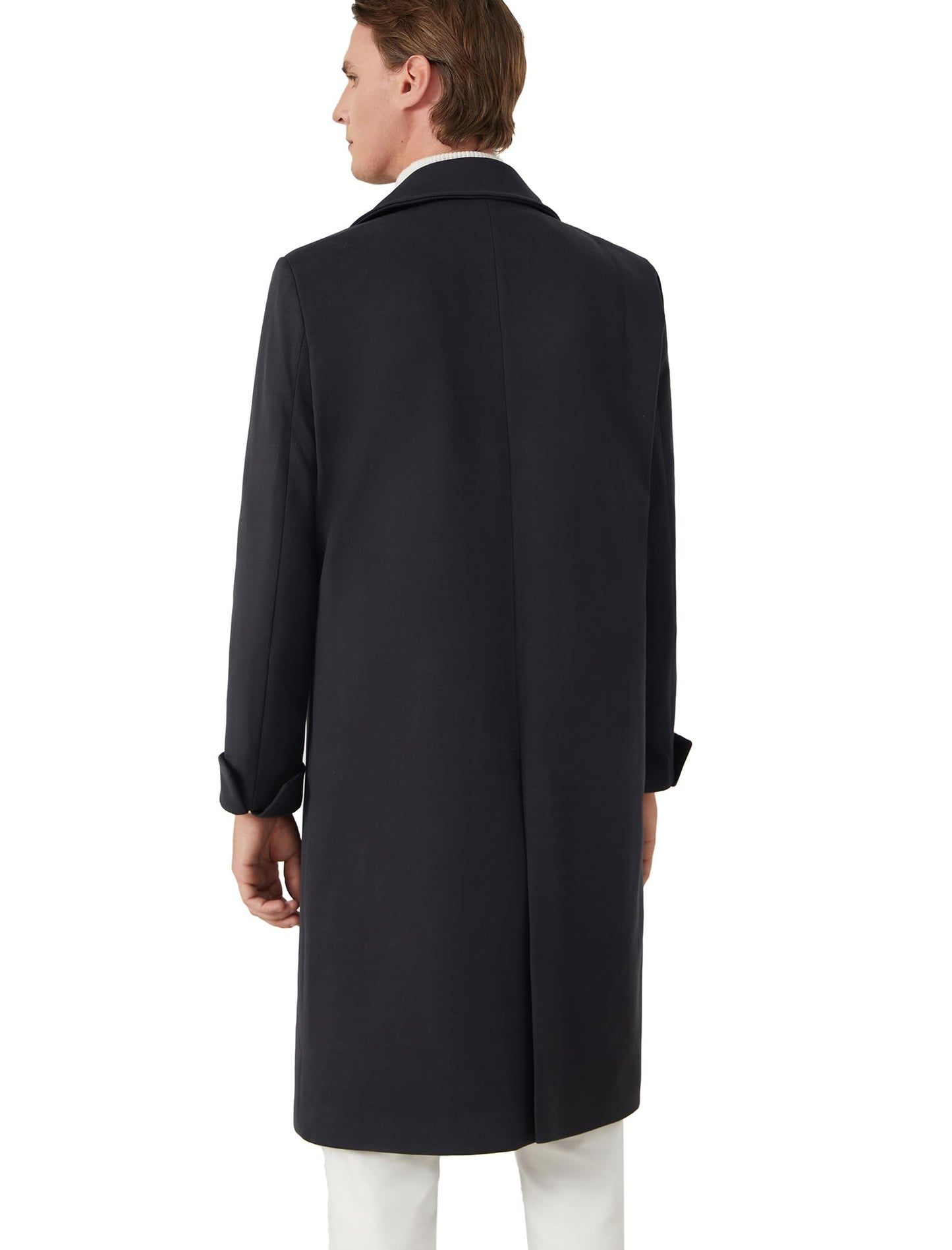 INVACHI Men's Wool Blend Pea Coat with Pockets