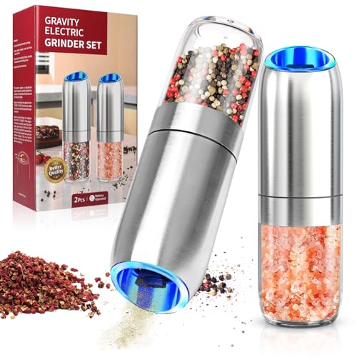 Electric Salt and Pepper Grinder Set, Adjustable Coarseness