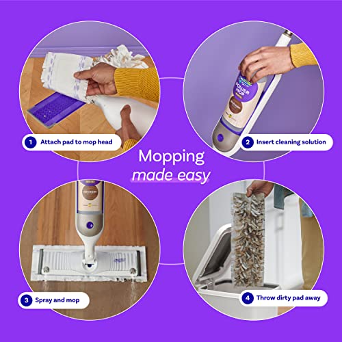 Swiffer PowerMop Wood Mop Kit for Wood Floor Cleaning, Quickdry Solution with Lemon Scent, Mopping Kit Includes PowerMop Wood, 2 Mopping Pad Refills