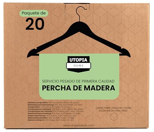 20 Pack Utopia Home Wooden Coat Hangers