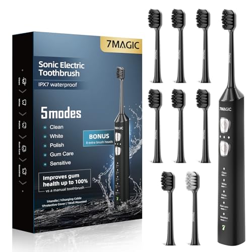 Rechargeable Sonic Electric Toothbrush with 8 Brush Heads