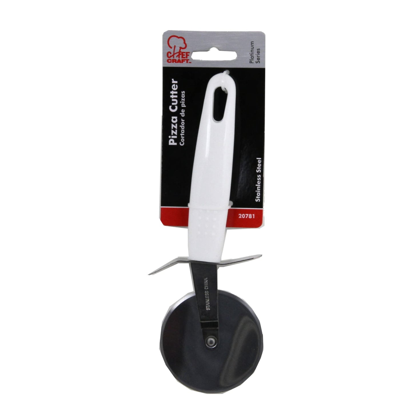 Chef Craft Select Stainless Steel Pizza Cutter, 8 inches in length 2.5 inch blade diameter, White