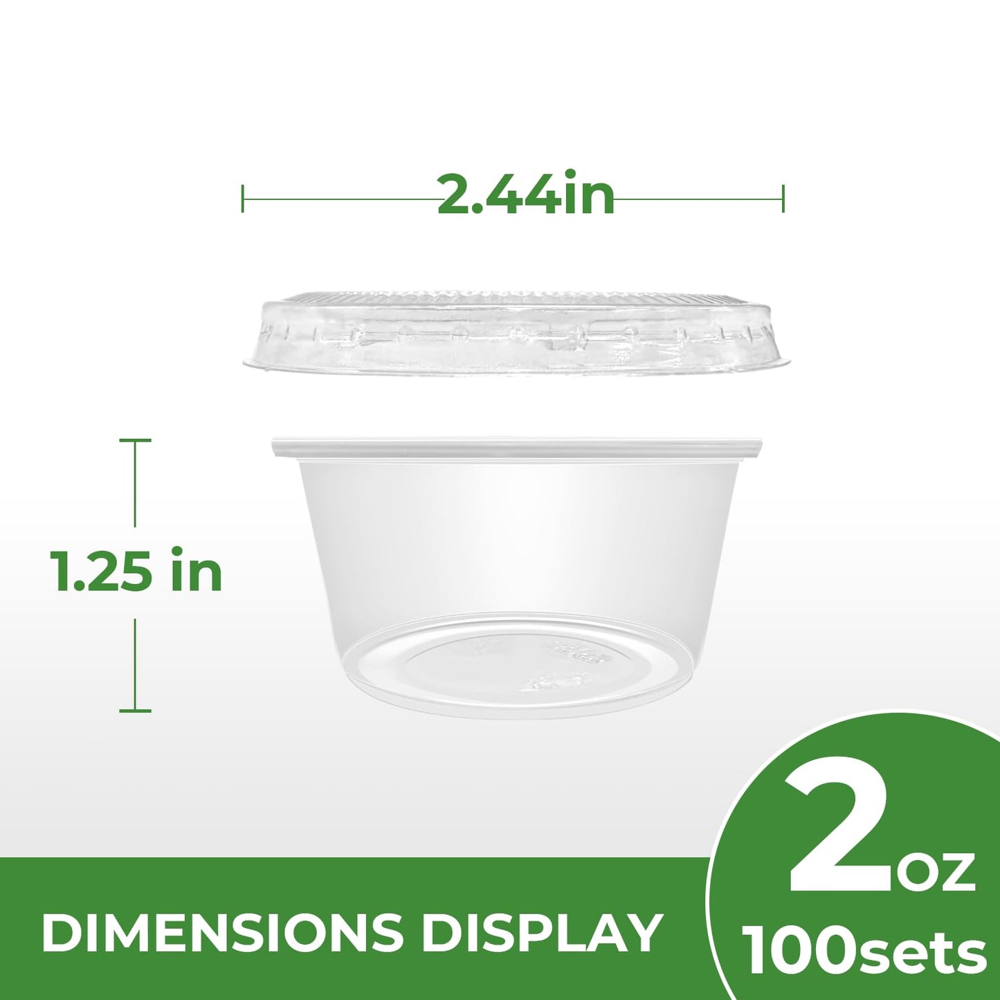 2oz Plastic Portion Cups with Lids - 100CT