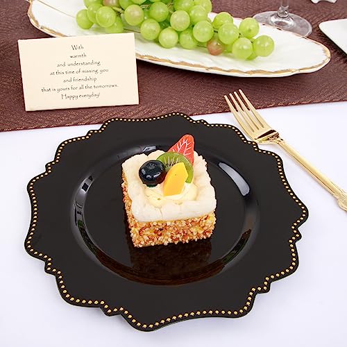 COLOSUS 175PCS Black Plastic Party Plates Set