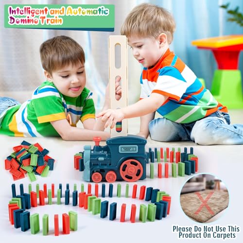 CLAPET Domino Train Montessori Toys for Kids Ages 3-8, 120PCS STEM Building Educational Games for 4 5 6 7 Year Old Toddler Boys Girls, Christmas Birthday Gifts