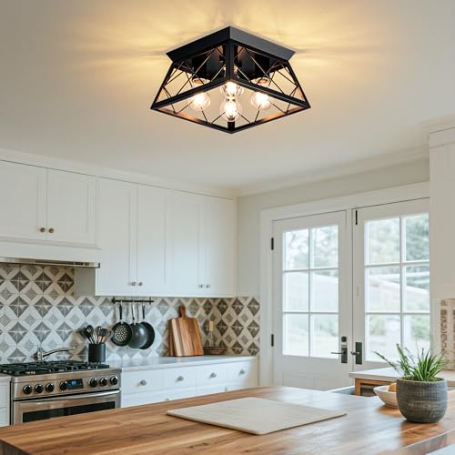 4-Light Industrial Ceiling Light Fixture, Flush Mount