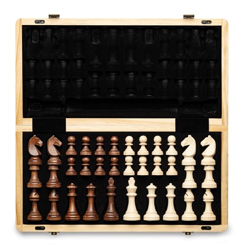 15-Inch Foldable Wooden Magnetic Chess Set