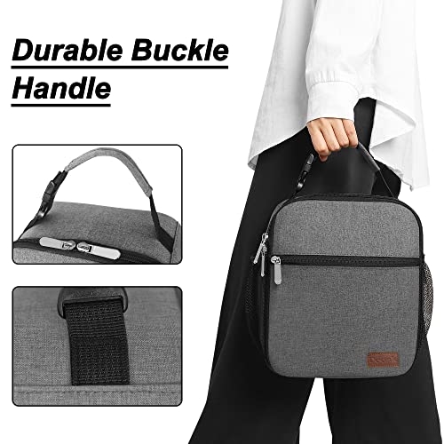 Deosk Lunch Bag Reusable Small Lunch Box for Men Insulated Portable Lunchbox for adults Suitable for School Work Picnic (Gray)