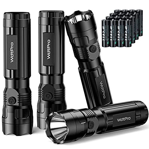 4 Pack LED Flashlights with Batteries, High Lumens