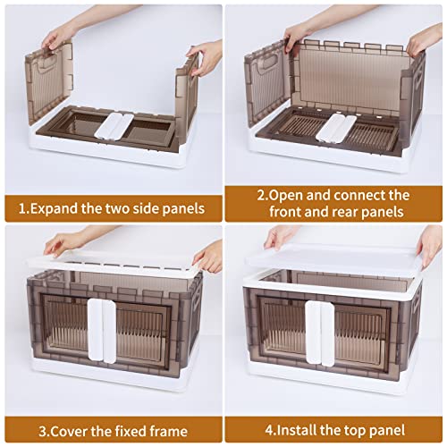 Closet Organizers and Storage 43 QT, Storage Bins with Lids 4 Pack, Stackable Collapsible Storage Bins, Storage Cabinet with Wheels, Plastic Foldabl