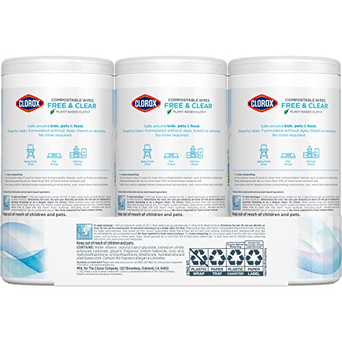 CLOROX Compostable Cleaning Wipes, Lemon Scent, 75 Count