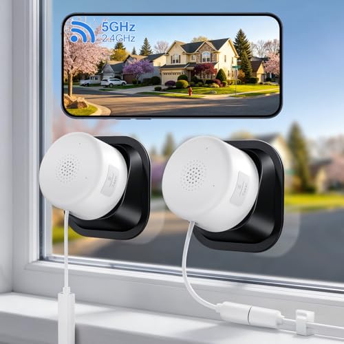 2 Pack 2K No-Drill Window Security Cameras
