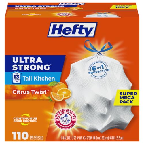 110 Count Hefty Ultra Strong 13 Gallon Trash Bags