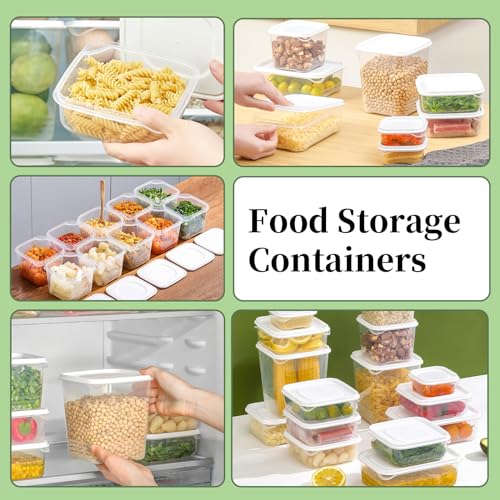 HMINYIYI 36-Piece Food Storage Containers with lids(18 Containers & 18 Lids), Plastic Food Containers for Pantry & Kitchen Storage and Organization, BPA-Free, Leak Proof, White