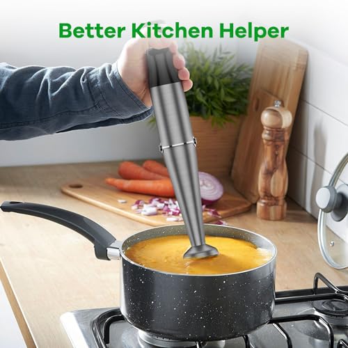 Immersion Blender Handheld Hand Blender 1100W, Trigger Variable Speed 5 in 1 Stick Blender, Emulsion Blender with Chopper, Whisk and Frother for Soup, Baby Food and Smoothies