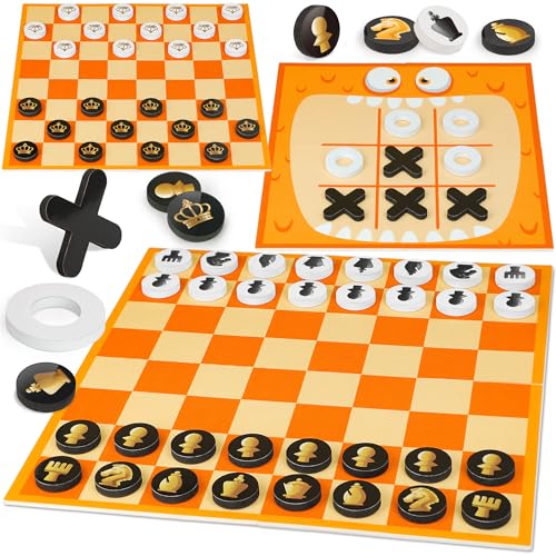 3-in-1 Chess Checkers Tic Tac Toe Board Game