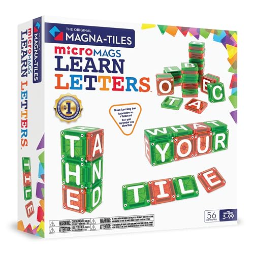 56-Piece Magnetic Letter Building Tile Set