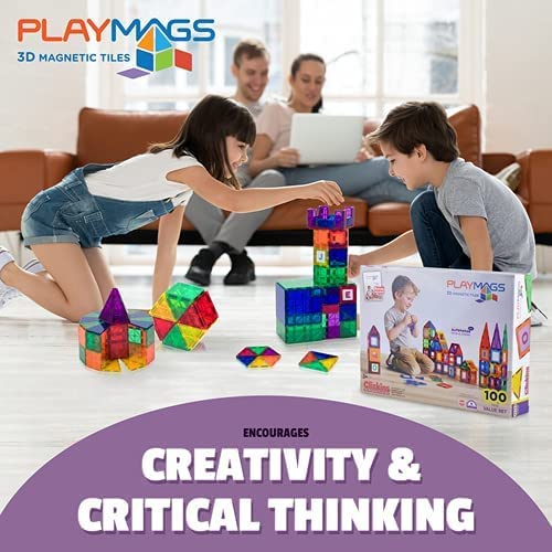 Playmags 100-Piece Magnetic Building Blocks Set