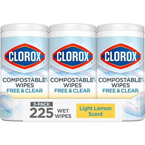 CLOROX Compostable Cleaning Wipes, Lemon Scent, 75 Count