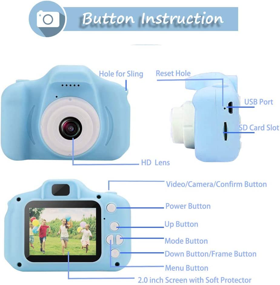 hyleton Kids Camera Toys for 3-8 Year Old Boys Girls,Children Video Toddler Camera with 32G SD Card,Christmas Birthday Festival Gift for Kids(Light Blue)