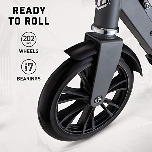 Mongoose Trace 200 Kick Scooter for Youth Adult Boys and Girls, Lightweight, Quick-Release & Easy Folding Scooter, With 202mm Wheels, Kickstand, Black/Red
