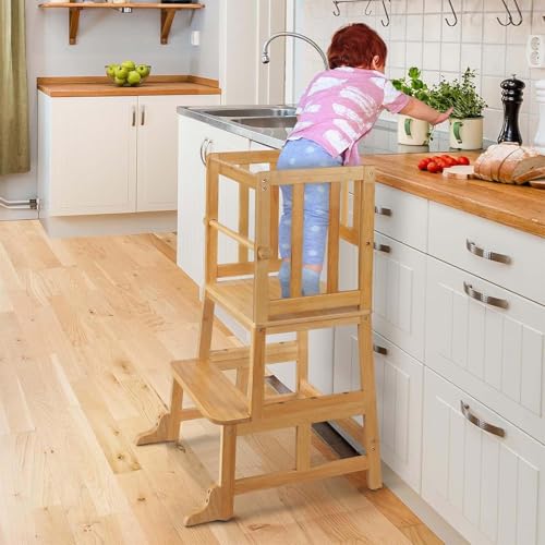 Toddler Kitchen Step Stool with Safety Rail