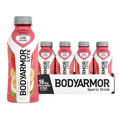 BODYARMOR LYTE Sports Drink Low-Calorie Sports Beverage, Strawberry Banana, Coconut Water Hydration, Natural Flavors With Vitamins, Potassium-Packed Electrolytes, Perfect For Athletes, 16 Fl Oz (Pack of 12)