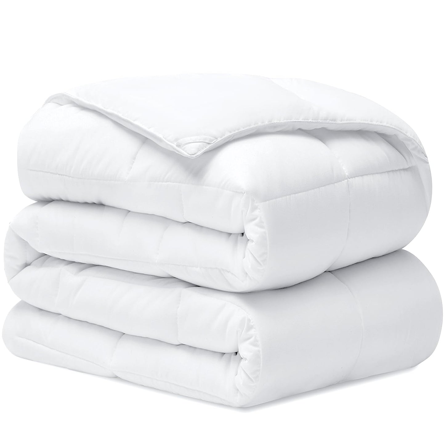 COONP All Season Comforters Queen Size, Cooling Down Alternative Quilted Duvet Insert with Corner Tabs,Winter Warm Hotel Comforter,Machine Washable-88 x 88 Inches,Pure White