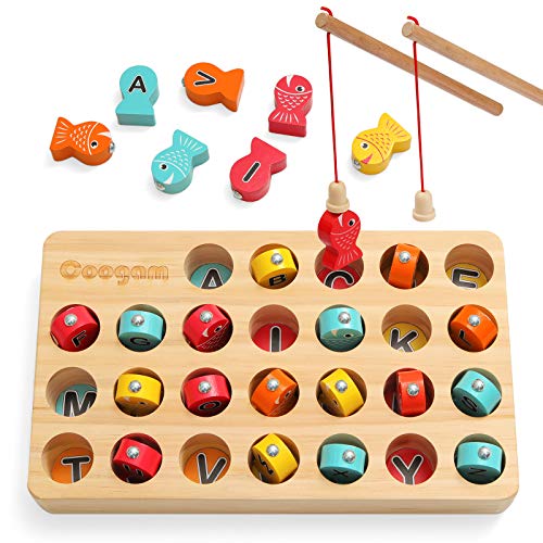 Coogam Wooden Magnetic Alphabet Fishing Game