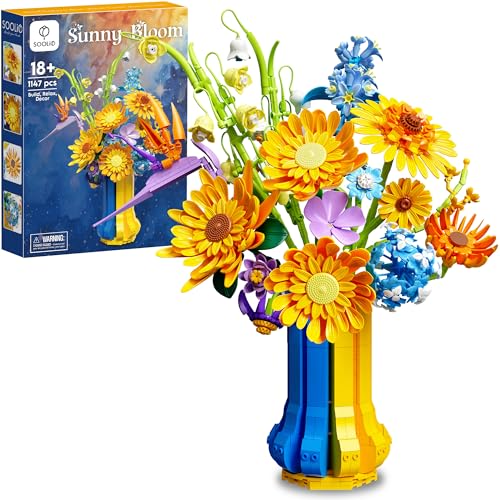 Sunflower Bouquet Building Set with Vase