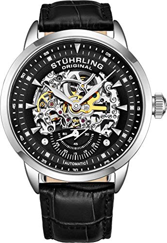 Stuhrling Original Automatic Skeleton Dial Leather Watch