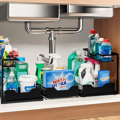 3 Pack Under Sink 2-Tier Slide Out Organizer
