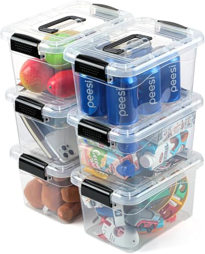 6 Pack 7 Quart Plastic Storage Bins with Lids