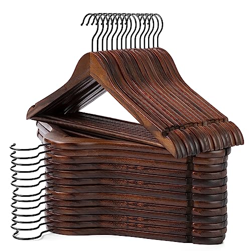 30 Pack Wooden Suit Hangers with Non Slip Grooves