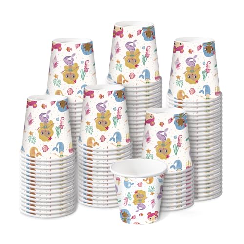 100 Pack Mermaid Theme 3oz Paper Party Cups